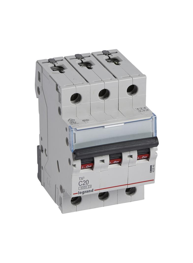 WYŁĄCZNIK NADPRĄDOWY S 303 3P C 20A 6000A SERII TX3, Legrand
