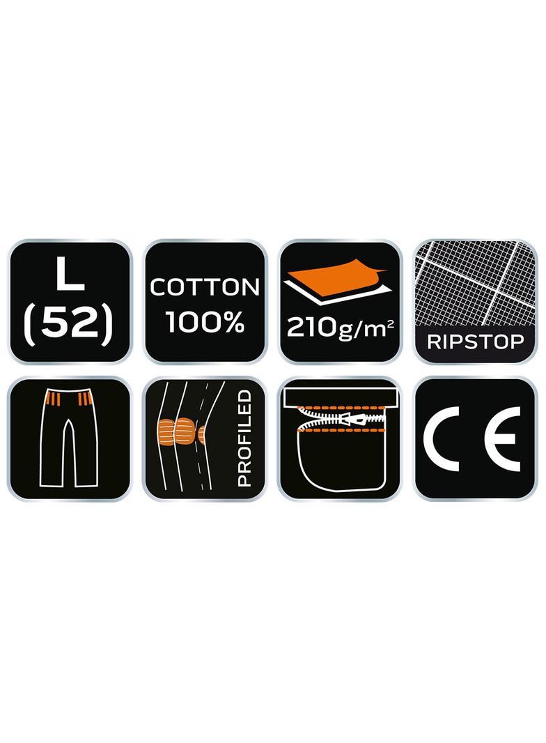 Spodnie robocze PREMIUM, 100% bawełna, ripstop, rozmiar L