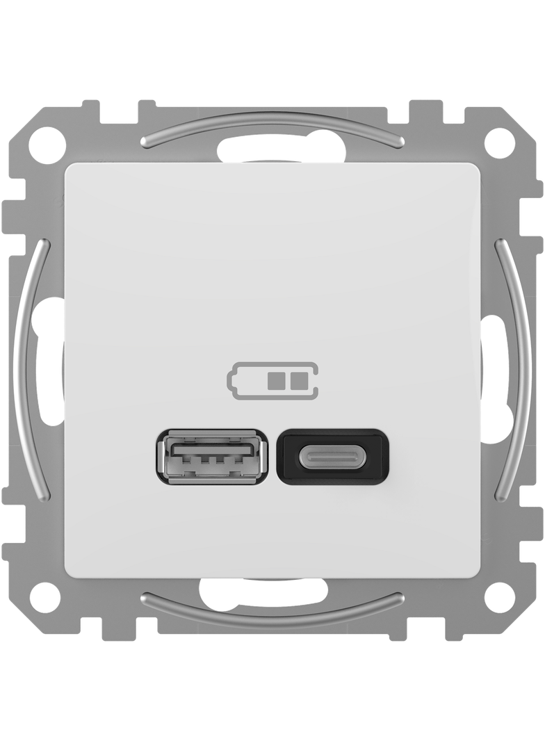 Gniazdo ładowania USB A+C 45W PD, białe