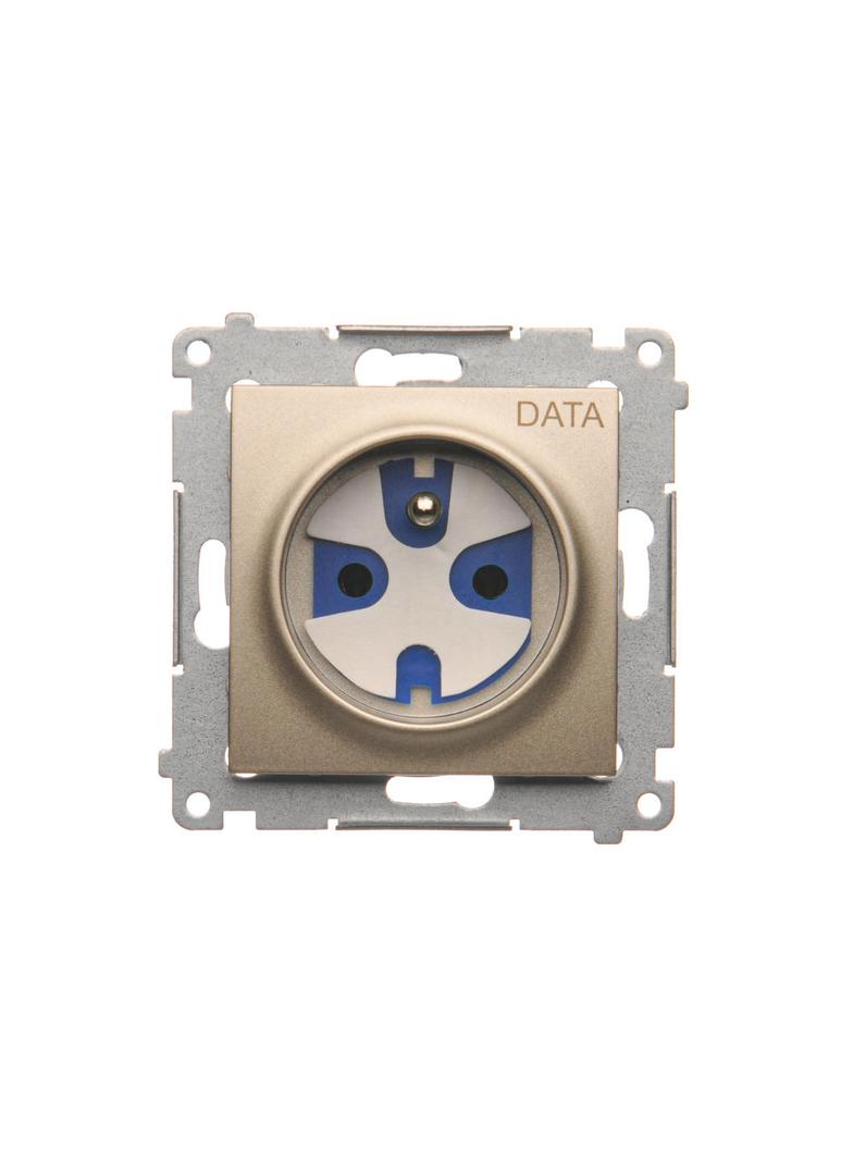 Simon 54 Gniazdo DATA z kluczem uprawniającym 16A z. śrub. złoty mat