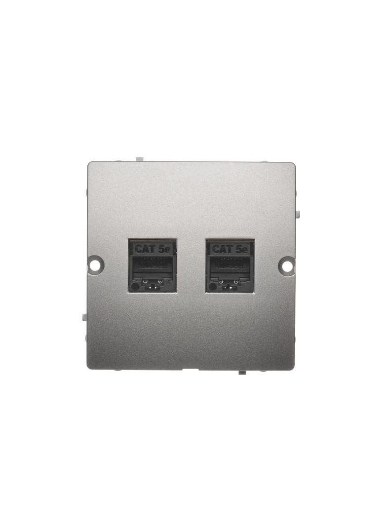 Simon Basic Gniazdo komputerowe RJ45 podwójne kategoria 5e Montaż gniazda na wkręty do puszki satyno