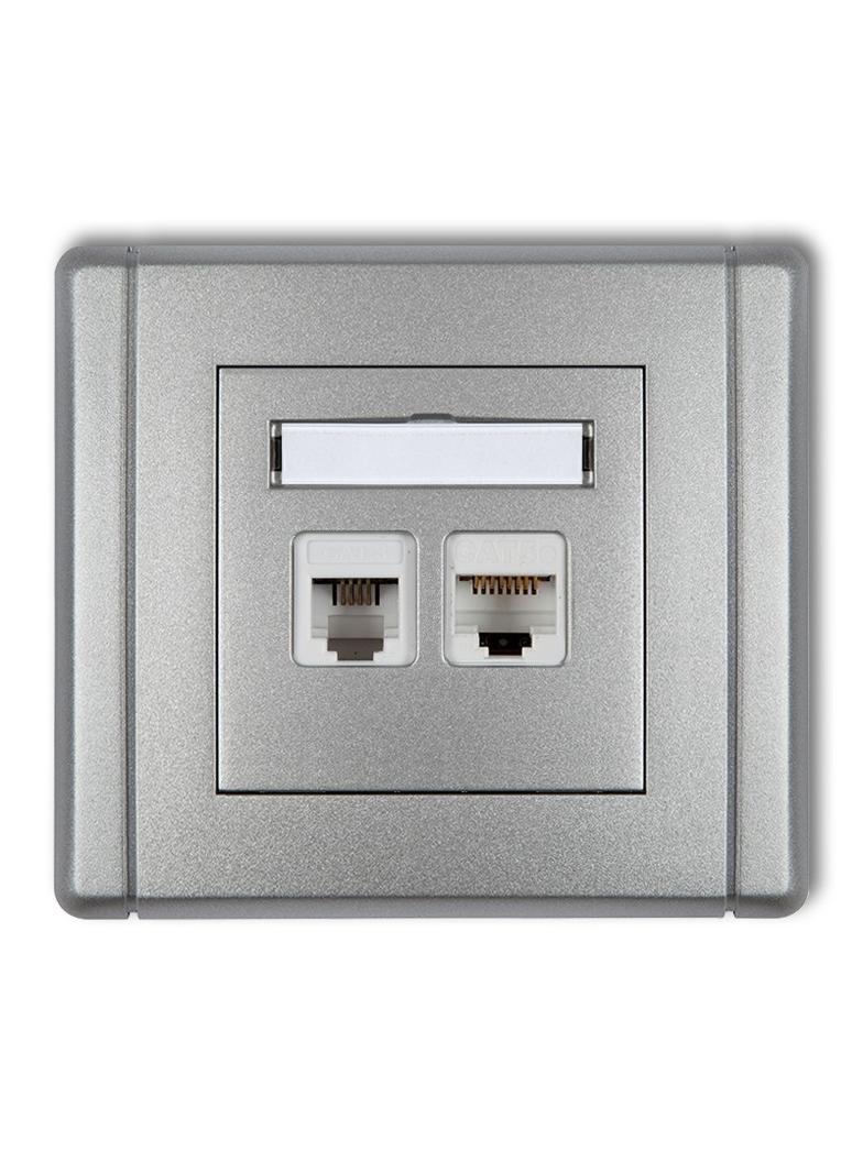 FLEXI Gniazdo telefoniczne pojedyncze 1xRJ11 + komputerowe pojedyncze 1xRJ45, kat. 5e, 8-stykowe, be