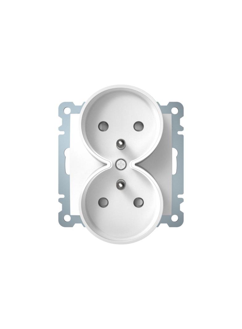 B.Kwadrat Gniazdo podwójne z uziemieniem do ramek 1- lub wielokrotnych biały 5361878989 HAGER