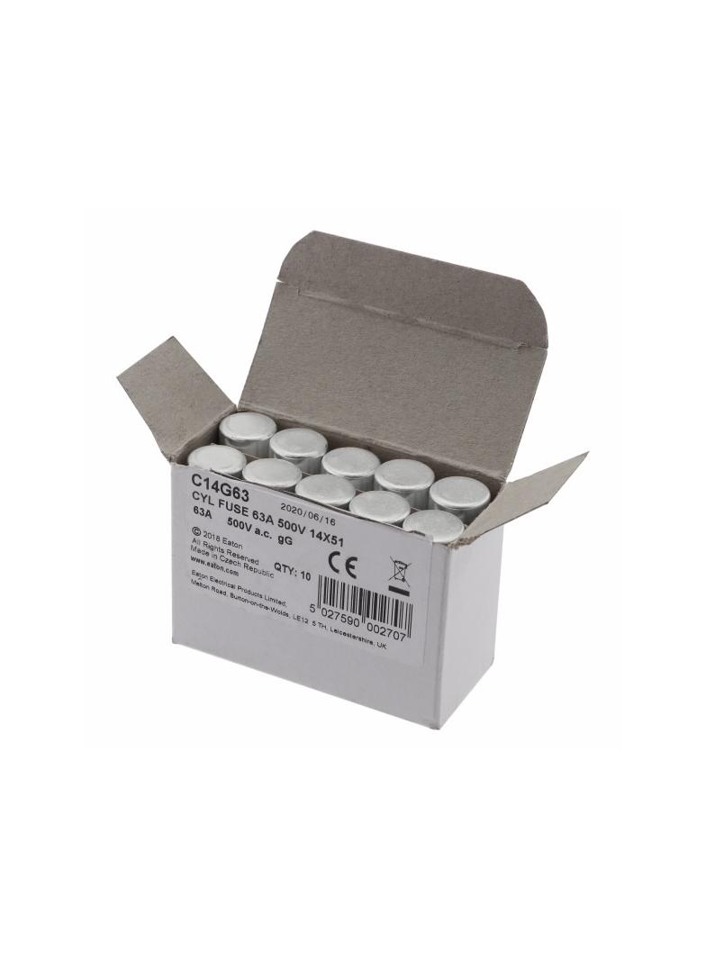 CYL FUSE 63A 500V 14X51 CYL GG PV14 Wkładka cylindryczna 14 x 51mm 63A GG 400V AC C14G63 EATON