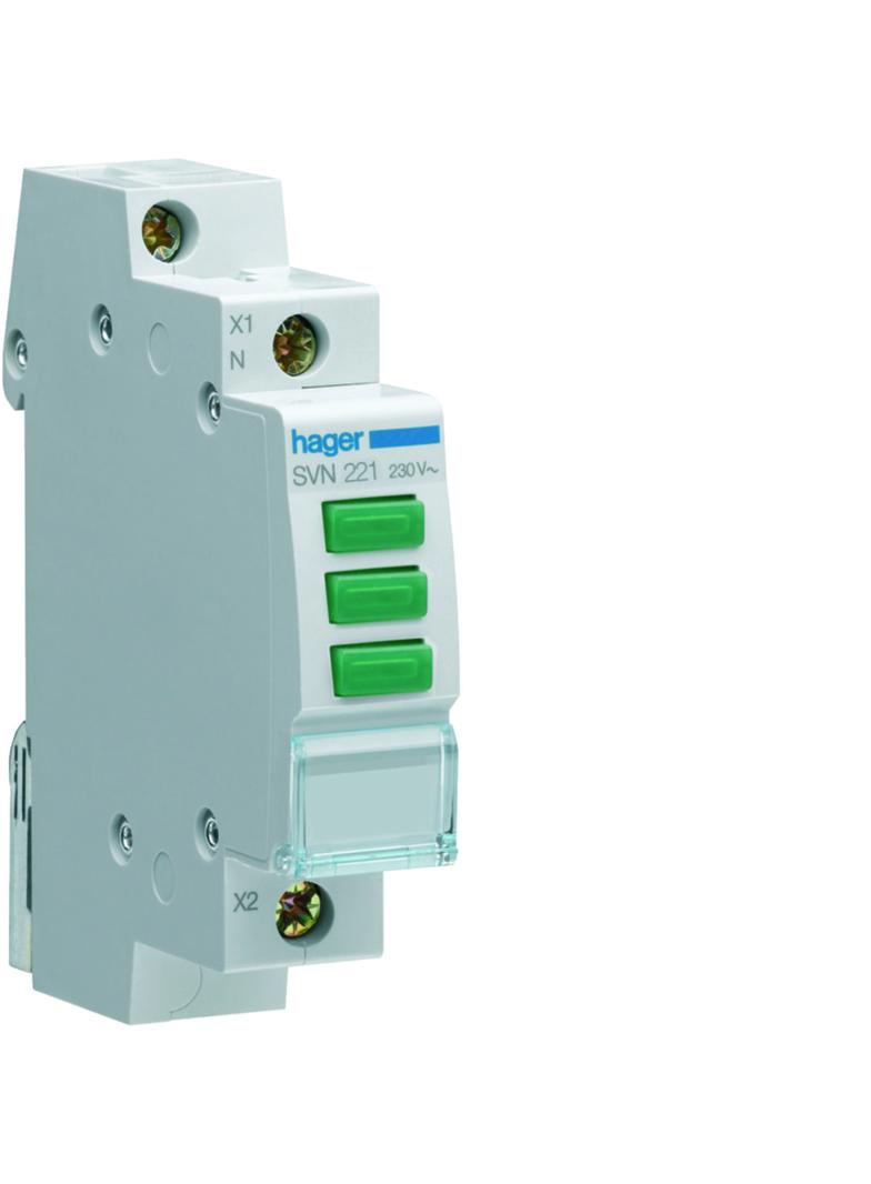 Lampka sygnalizacyjna LED 3x zielona 230VAC SVN221 HAGER