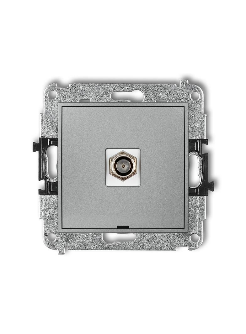 MINI Mechanizm gniazda antenowego pojedynczego typu F (SAT) niklowany, bez pola opisowego srebrny me