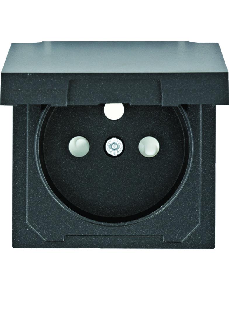 lumina Płytka czołowa do gniazda z uziem. z pokrywą z przysłonami styków, czarny