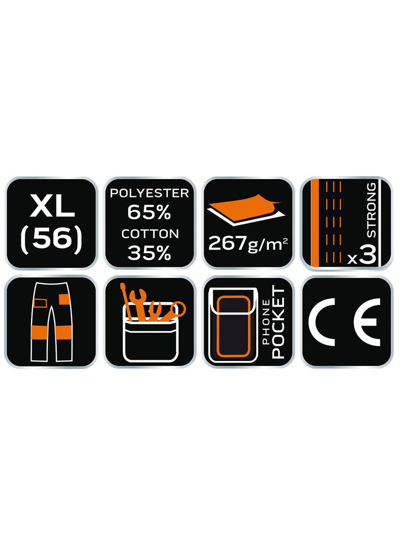 Spodnie robocze, białe, rozmiar XL/56