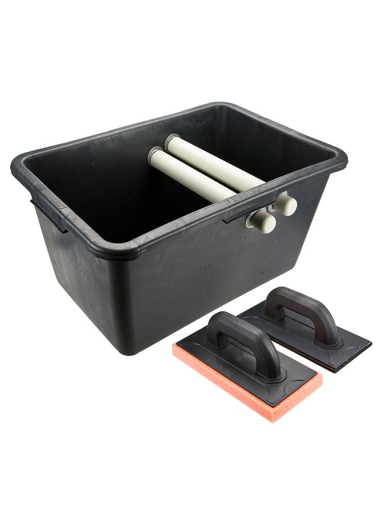 Zestaw glazurniczy, pojemnik 40l, paca z gumą, paca z gąbką miękką