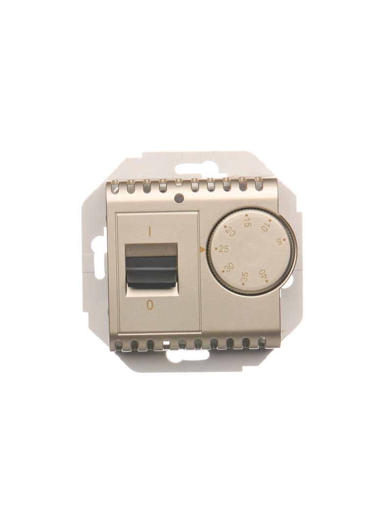 Simon 54 Regulator temperatury z czujnikiem wewnętrznym 16(2) A 230V. Montaż na wkręty złoty mat