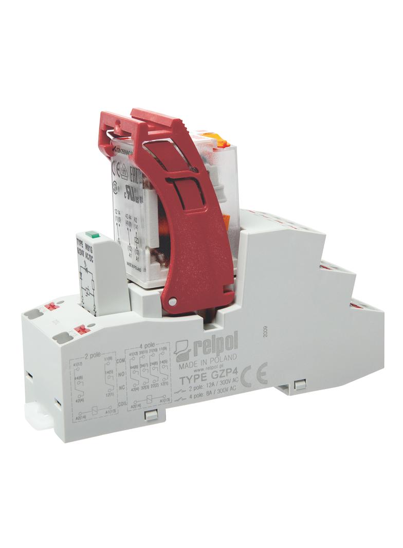 Przekaźnik Interfejsowy Push‑in 4P AgNi, 6 A, 230VAC PIR4‑230AC‑M93G‑PS‑2014 864844 RELPOL