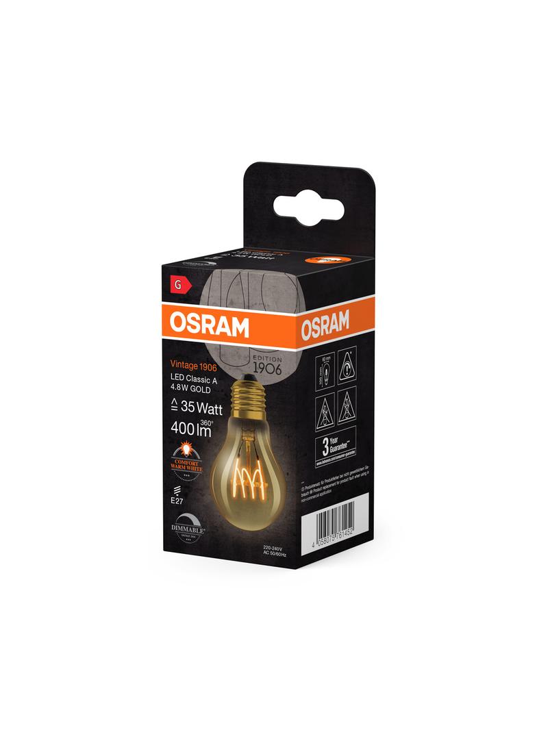 Lampa LED Vintage 1906 CL A Filament szkło przezroczyste GOLD 25 dim 3,4W 824 E14