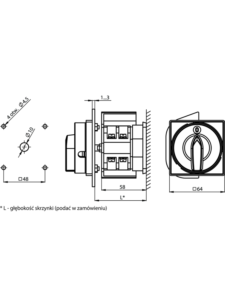 Rozłącznik Główny 25A, mocowanie do bazy czoło zamykane żółto/czerwone