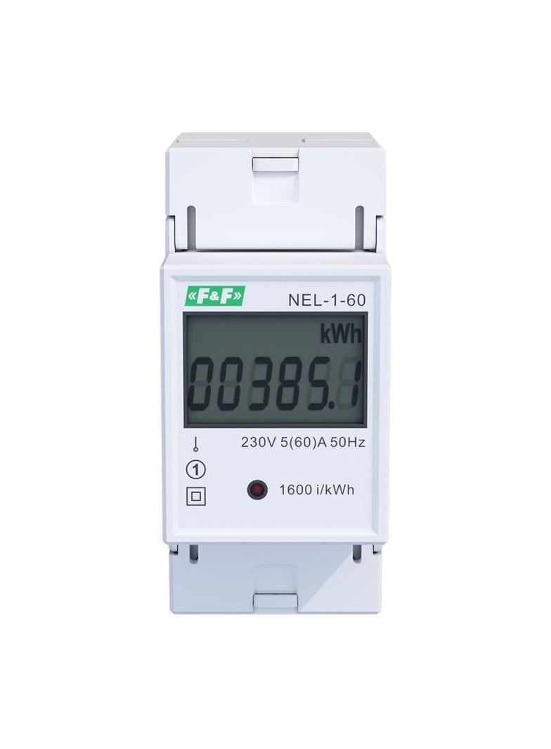 Wskaźnik zużycia energii elektrycznej 1-fazowy 230 VAC 60 A 2 moduły NEL-01-60 F&F
