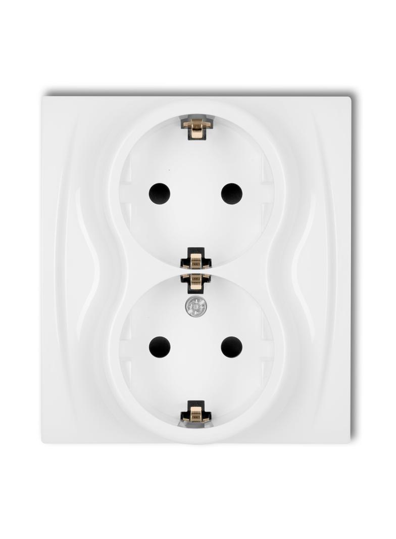 LOGO Gniazdo podwójne z uziemieniem 2x(2P+Z) SCHUKO (przesłony torów prądowych) biały LGP-2sp KARLIK