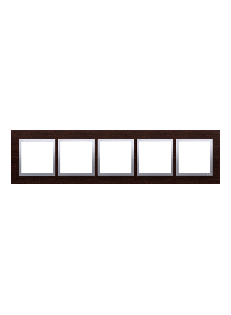 Simon 54 Nature Ramka 5-krotna Nature-Drewno SREBRNE WENGE IP20/IP44* (*IP44-należy zastosować zestaw uszczelek DUN5) DRN5/84 KONTAKT