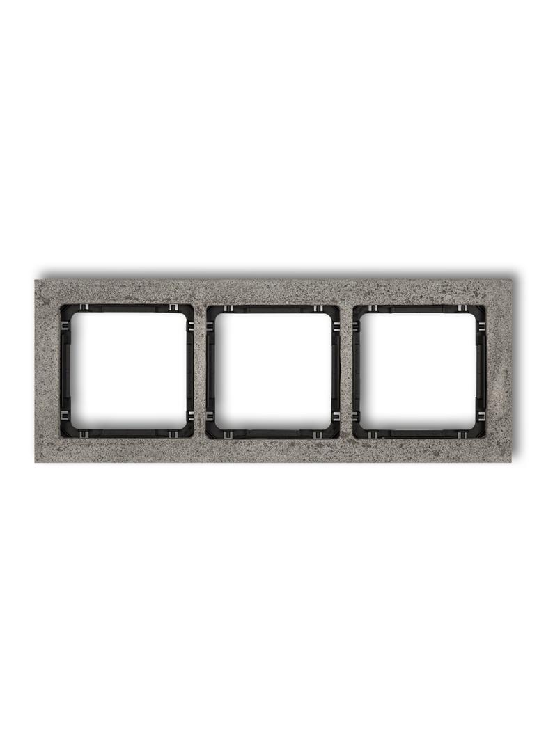 DECO Ramka uniwersalna potrójna - beton (ramka: ciemnoszary; spód: czarny)