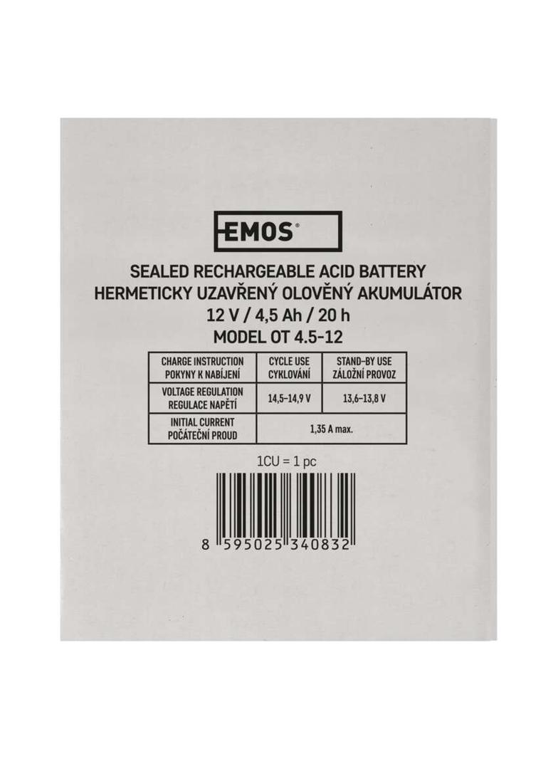 Akumulator AGM 12V 4,5Ah faston 4,7 B9653 EMOS