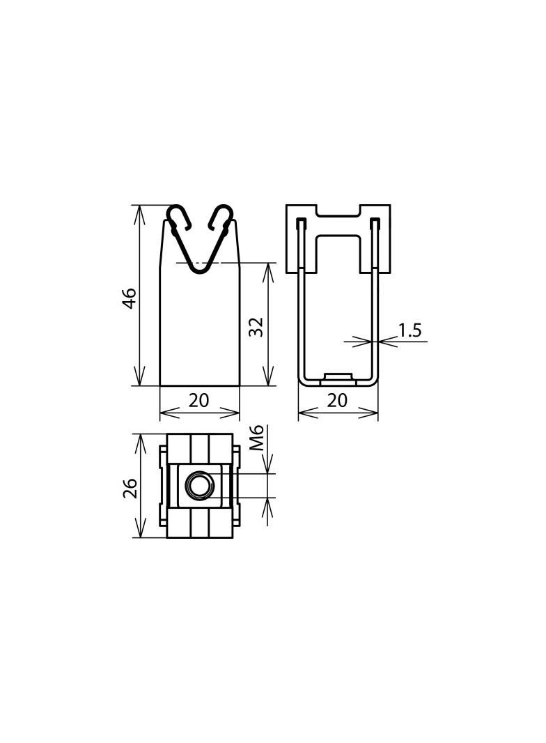 Wspornik DEHNgrip, wys. 32 mm, M6, stal nierdzewna NIRO