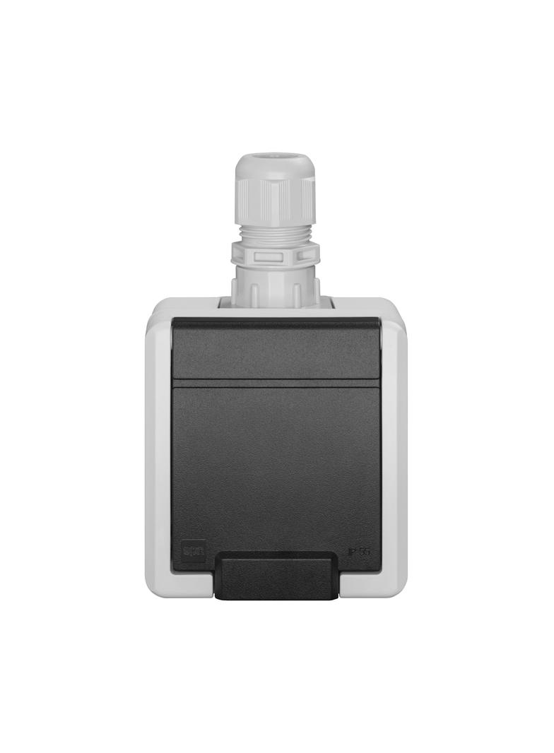 AQUANT 2K gniazdo natynkowe pojedyncze z uziemieniem 2P+Z IP 65 - kolor szary 7035/7016 5041-65 EP Nasielsk