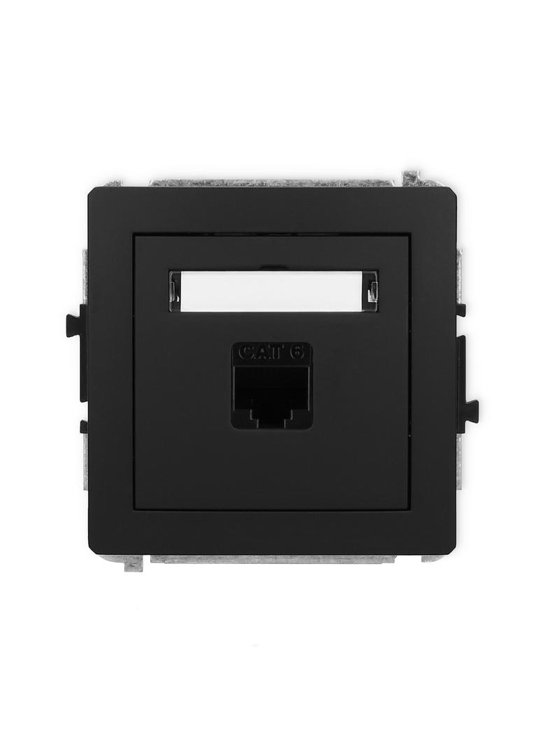 DECO Mechanizm gniazda komputerowego pojedynczego 1xRJ45, kat. 6, 8-stykowy czarny mat