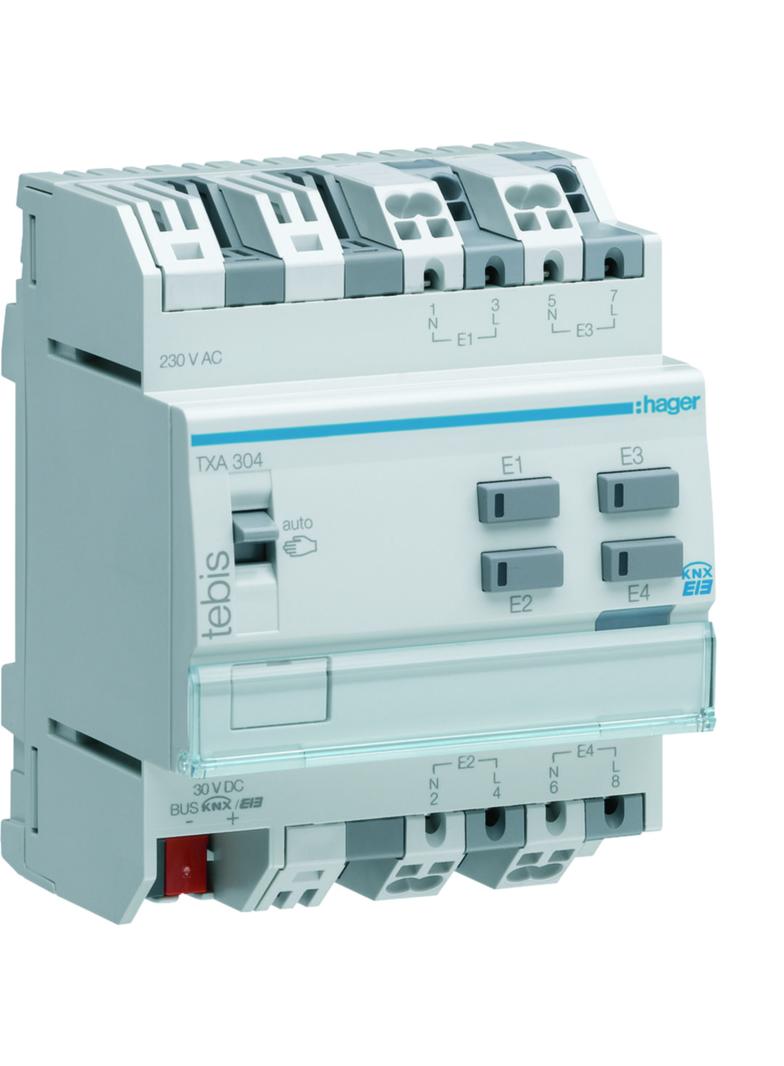 KNX e/s Wejście binarne 4-krotne 230V AC TXA304 HAGER
