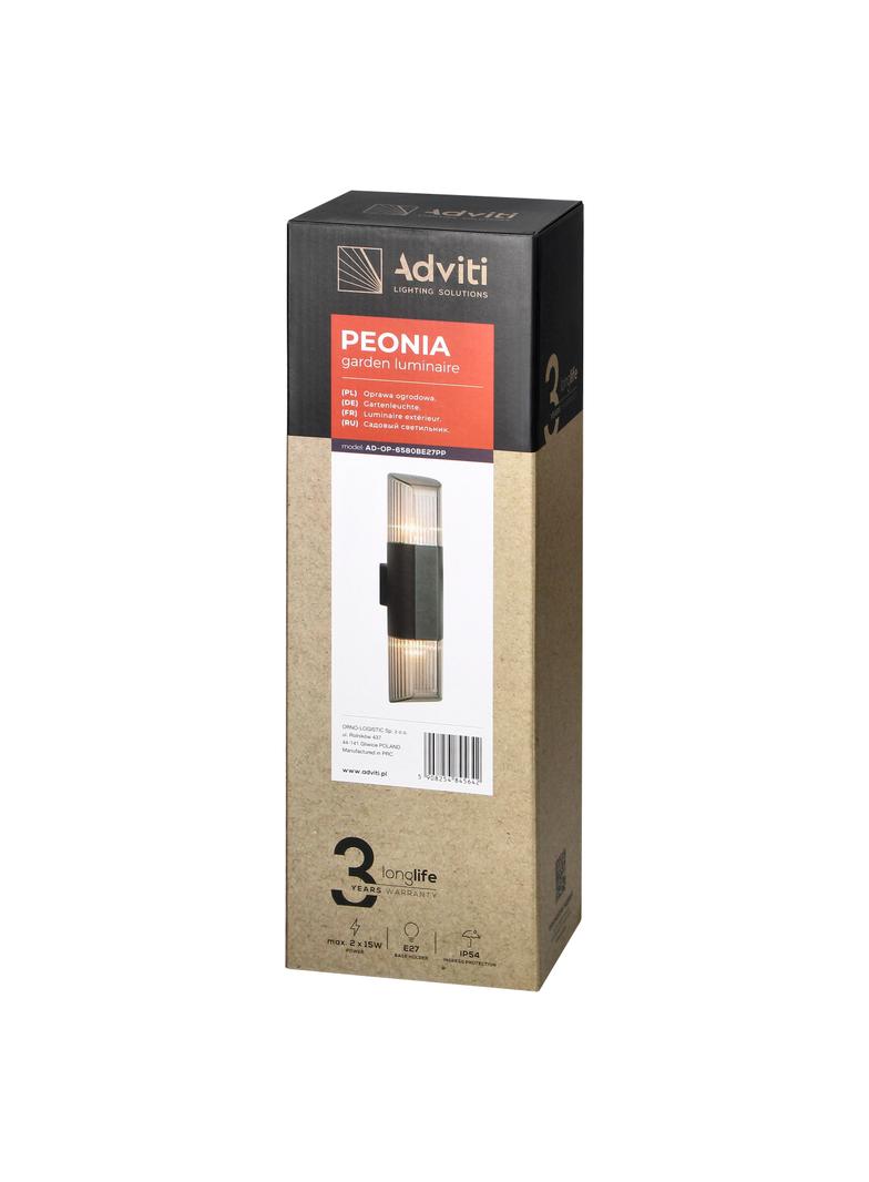 PEONIA oprawa ogrodowa hermetyczna 2xE27 max. 2x15W IP54 czarna AD-OP-6580BE27PP Orno