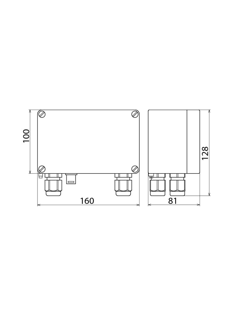 Obudowa aluminiowa, IP 65, 160x100x85 mm, z szyną 35 mm