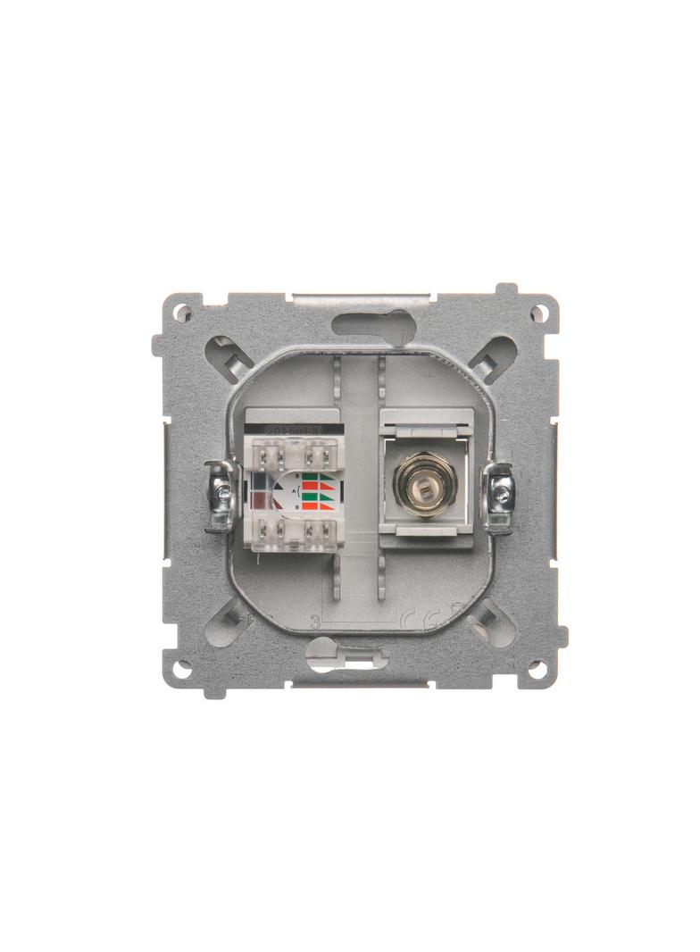 Simon Basic Gniazdo antenowe typu ''F'' + RJ45 kat.6 srebrny mat BMAFRJ45.01/43 KONTAKT