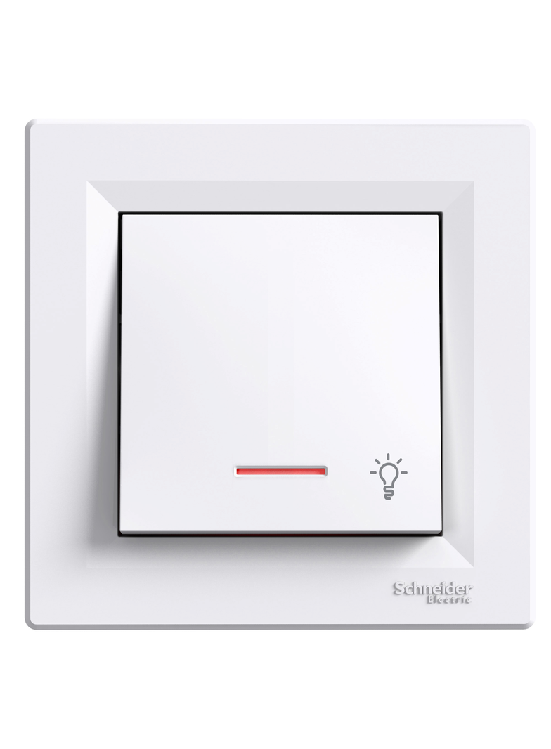 Asfora, przycisk światło, z podświetleniem, biały