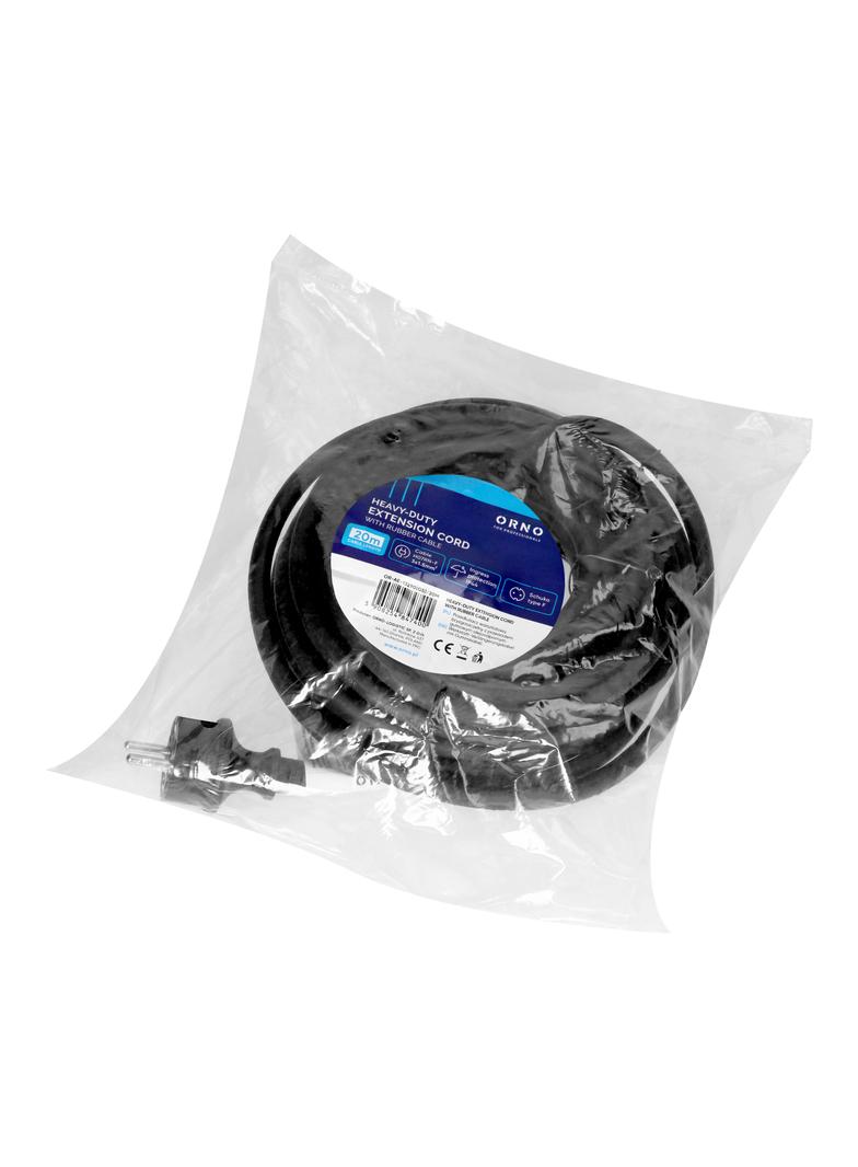 Przedłużacz warsztatowy bryzgoszczelny IP44, 1x2P+Z 20m,kabel gumowy olejoodporny H07RN-F 3x1,5mm2,
