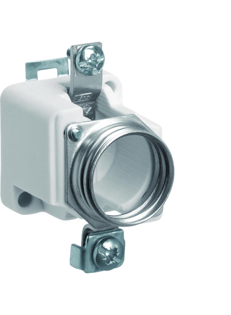 Gniazdo bezp. ceram. DII E27 1P 25A 500V TS35 zac.śr. M5 pałąk. 25mm2 LE27K-KS HAGER