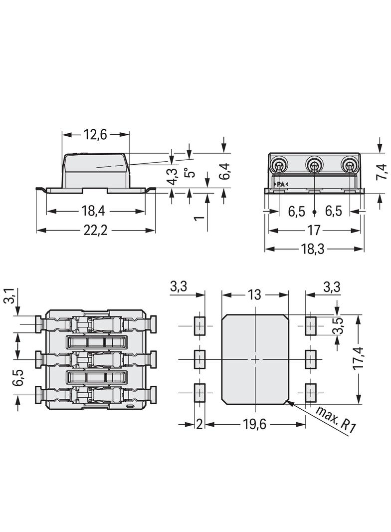 złączka SMD-Through-Board do pł.druk.