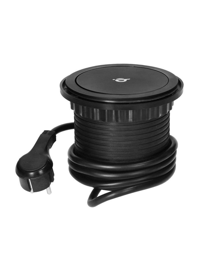 Gniazdo meblowe O10cm wysuwane z blatu z ładowarką indukcyjną ładowarką USB i przewodem 1,5m 3x2P+ O
