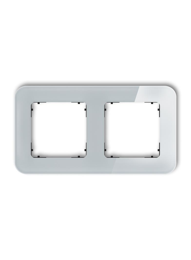 ICON Ramka uniwersalna podwójna zaokrąglona - efekt szkła (ramka: szara; spód: czarny) szary