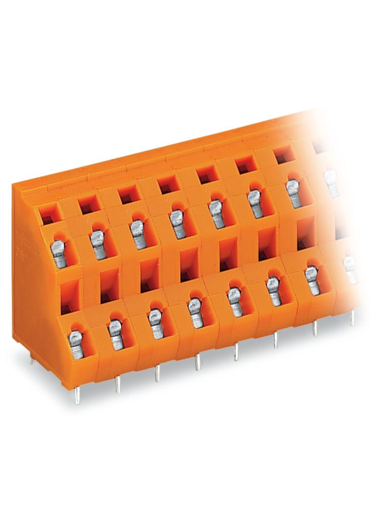 2-piętrowa listwa do pł. drukowanych 6-bieg. pomaranczowa raster 7,62 mm