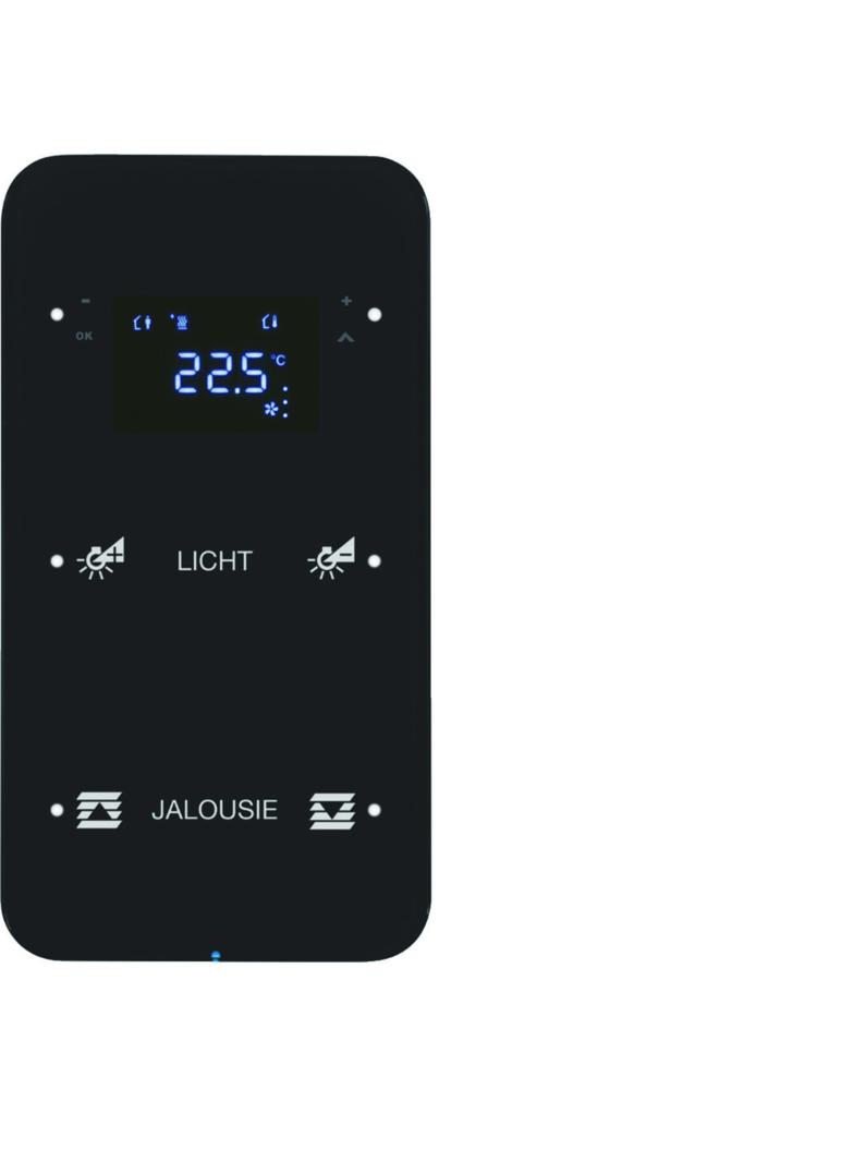 BERKER R.1 Sensor dotykowy podwójny z regulatorem temperatury konfigurowalny szkło czarny 75642165 HAGER