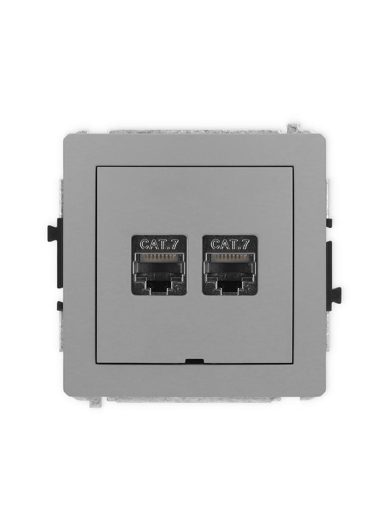 DECO Mechanizm gniazda komputerowego podwójnego 2xRJ45, kat. 7, ekranowany, 8-stykowy, bez pola opis