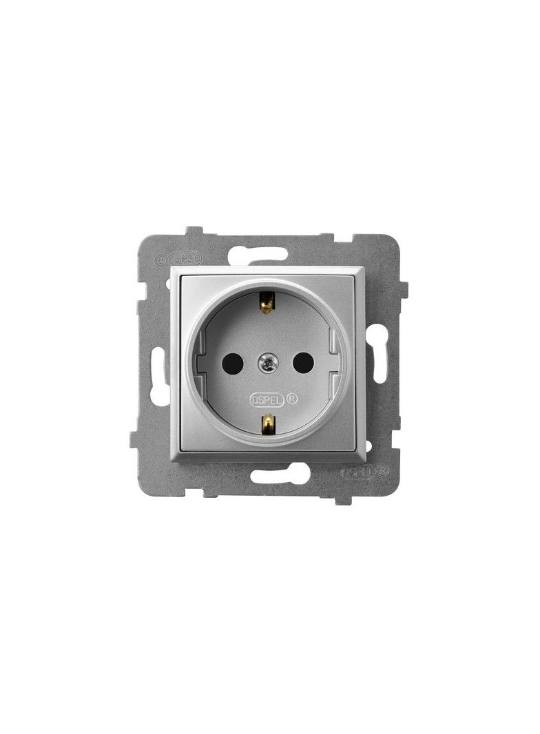 ARIA Gniazdo pojedyncze z uziemieniem schuko - kolor srebro