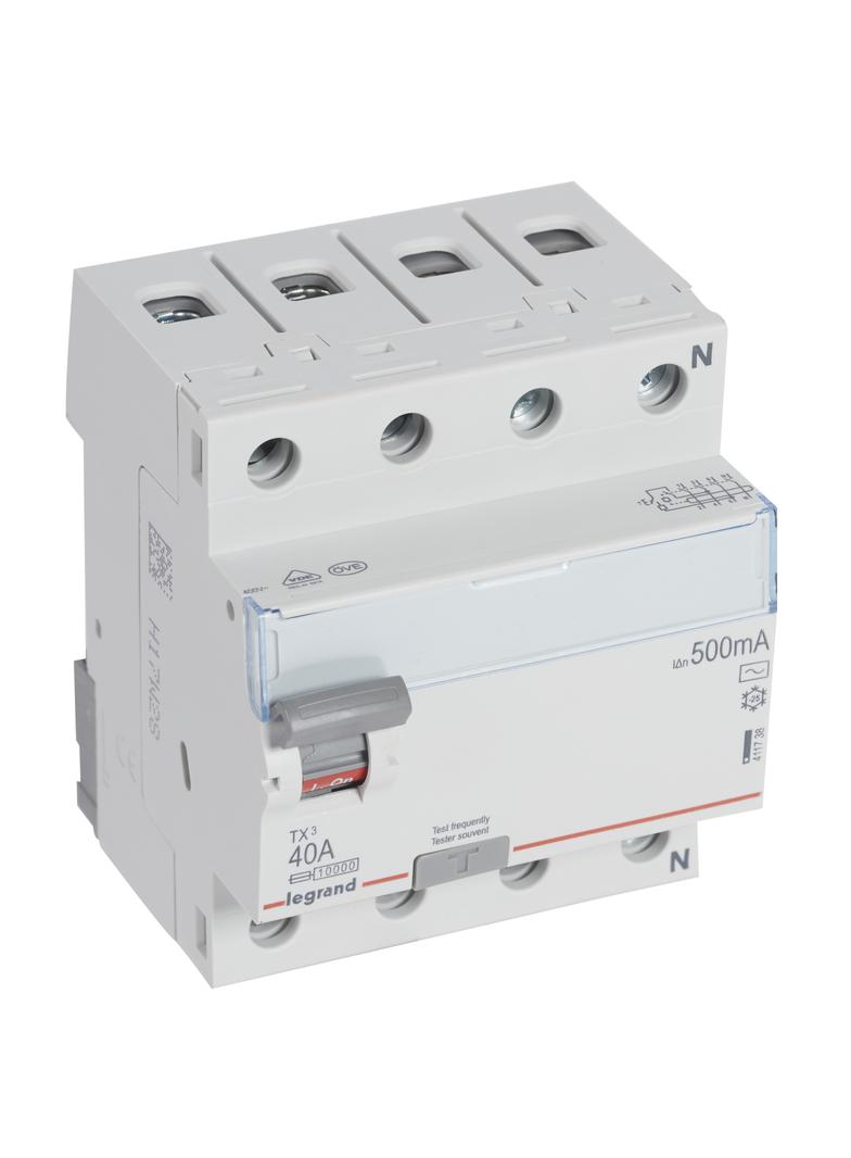 WYŁĄCZNIK RÓŻNICOWOPRĄDOWY P 304 4P 40A 500MA TYP AC SERII TX3, Legrand