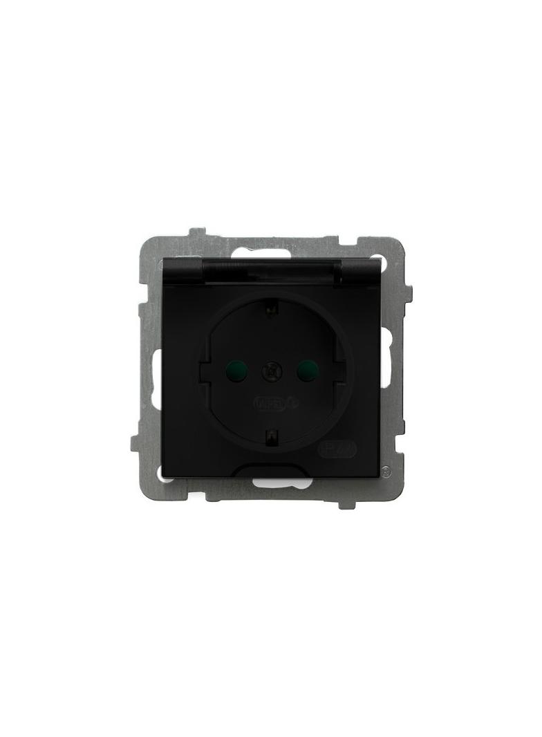 AS Gniazdo bryzgoszczelne z uziemieniem schuko IP-44 z przesłonami torów prądowych wieczko przezrocz