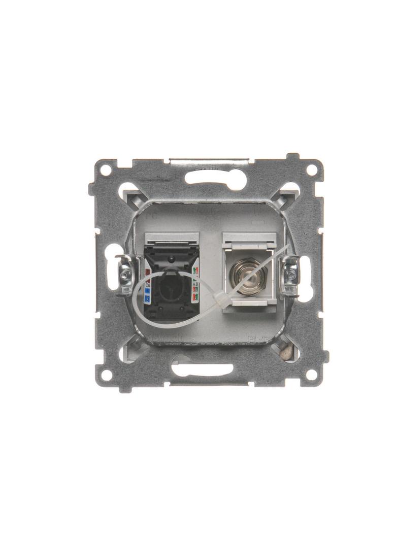 Simon 54 Gniazdo antenowe typu ''F'' + RJ45 kat.6 srebrny mat DASFRJ45.01/43 KONTAKT