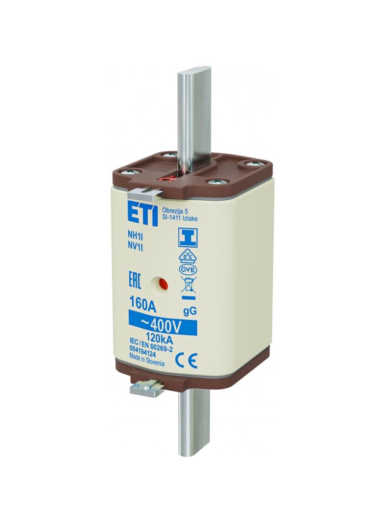 Wkładka topikowa NH zwłoczna KOMBI Zaczepy izolowane NH1 I gG 160A 400V 004194124 ETI
