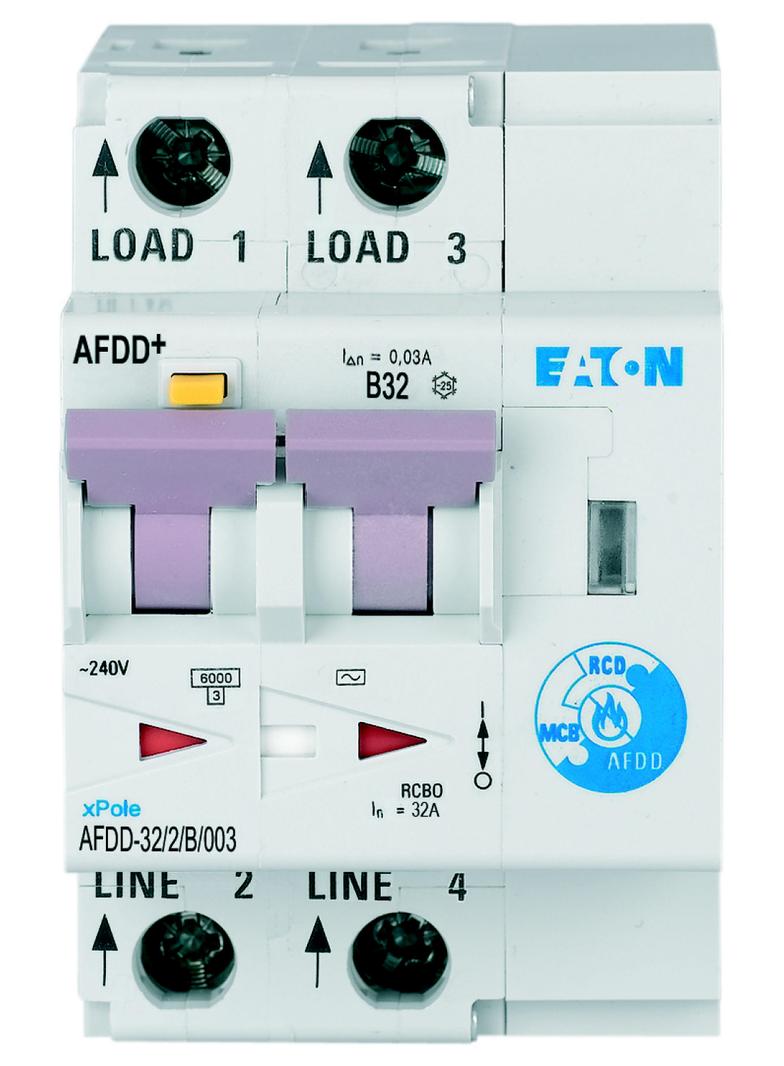 AFDD-32/2/B/003 Przeciwpożarowy detektor iskrzenia 10kA B32A 2P 30mA typ AC 187230 EATON