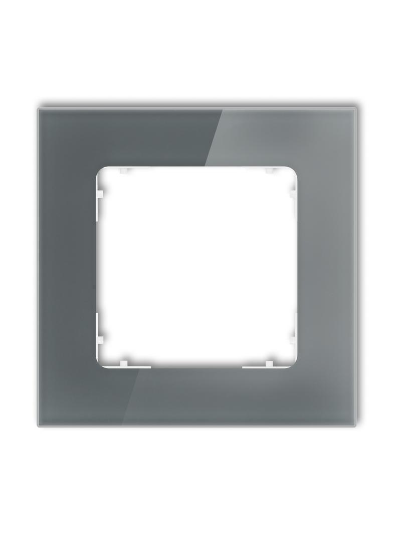 ICON Ramka uniwersalna pojedyncza kwadratowa - efekt szkła (ramka: grafitowa; spód: biały) grafitowy