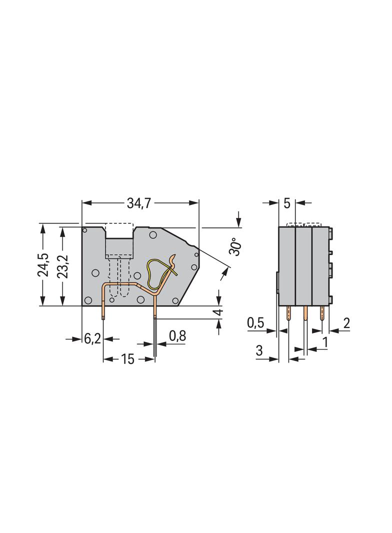 złączka do płytek drukowanych żółto-zielona raster 5 mm /300szt./ WAGO