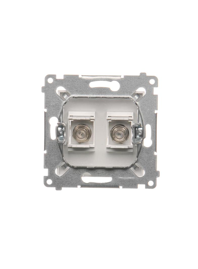 Simon 54 Gniazdo antenowe typu F podwójne. Do instalacji indywidualnych biały