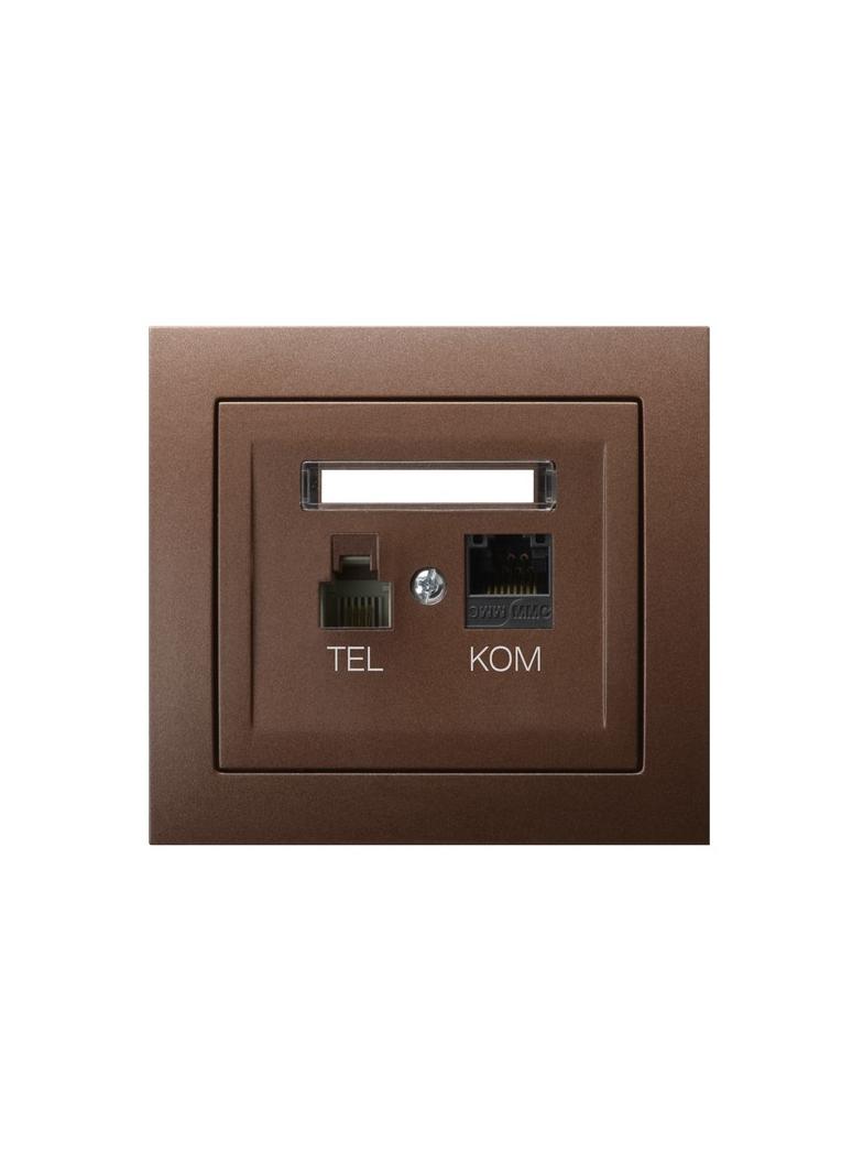 KIER Gniazdo komputerowo-telefoniczne RJ 45 kat. 5e (8-stykowe) + RJ 11 (6-stykowe) kolor brązowy metalik GPKT-W/K/52 OSPEL