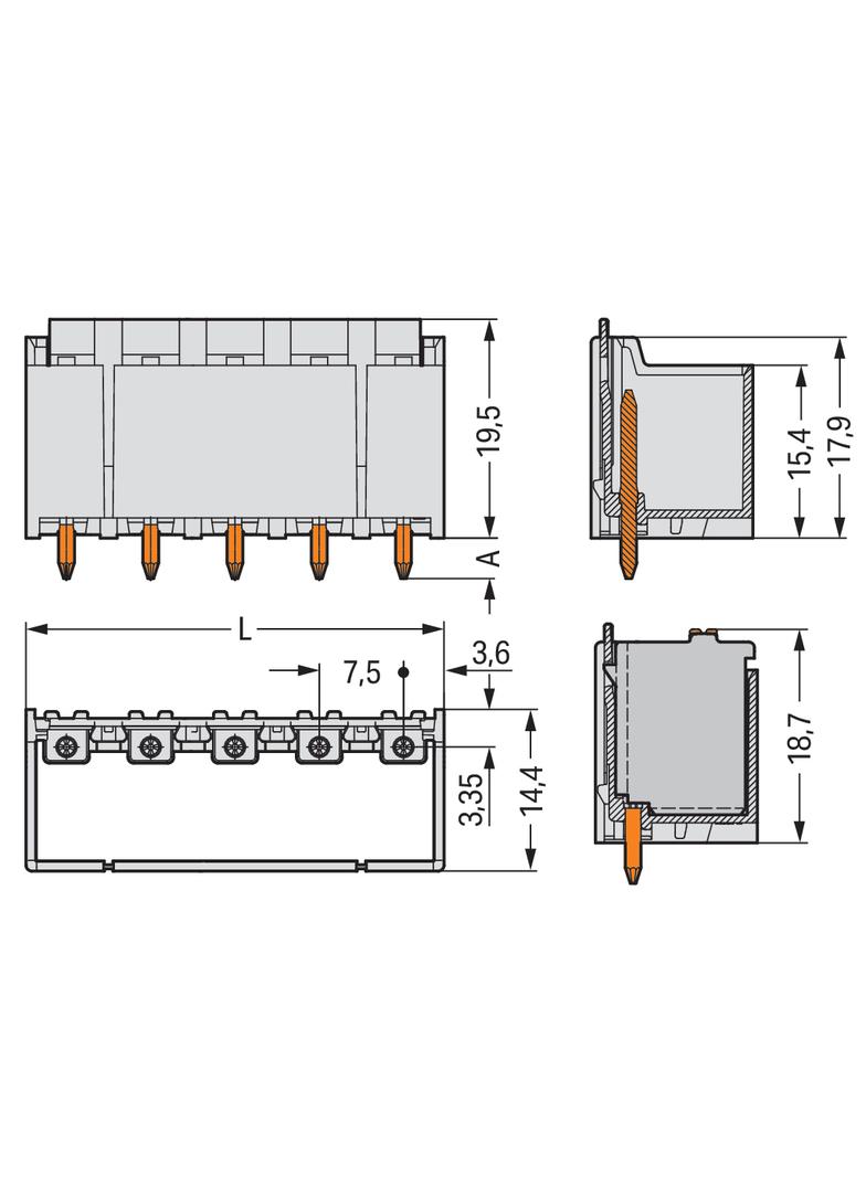 picoMAX wtyk raster 7,5mm 2-bieg. z prostymi pinami lutowniczymi /100szt./ WAGO