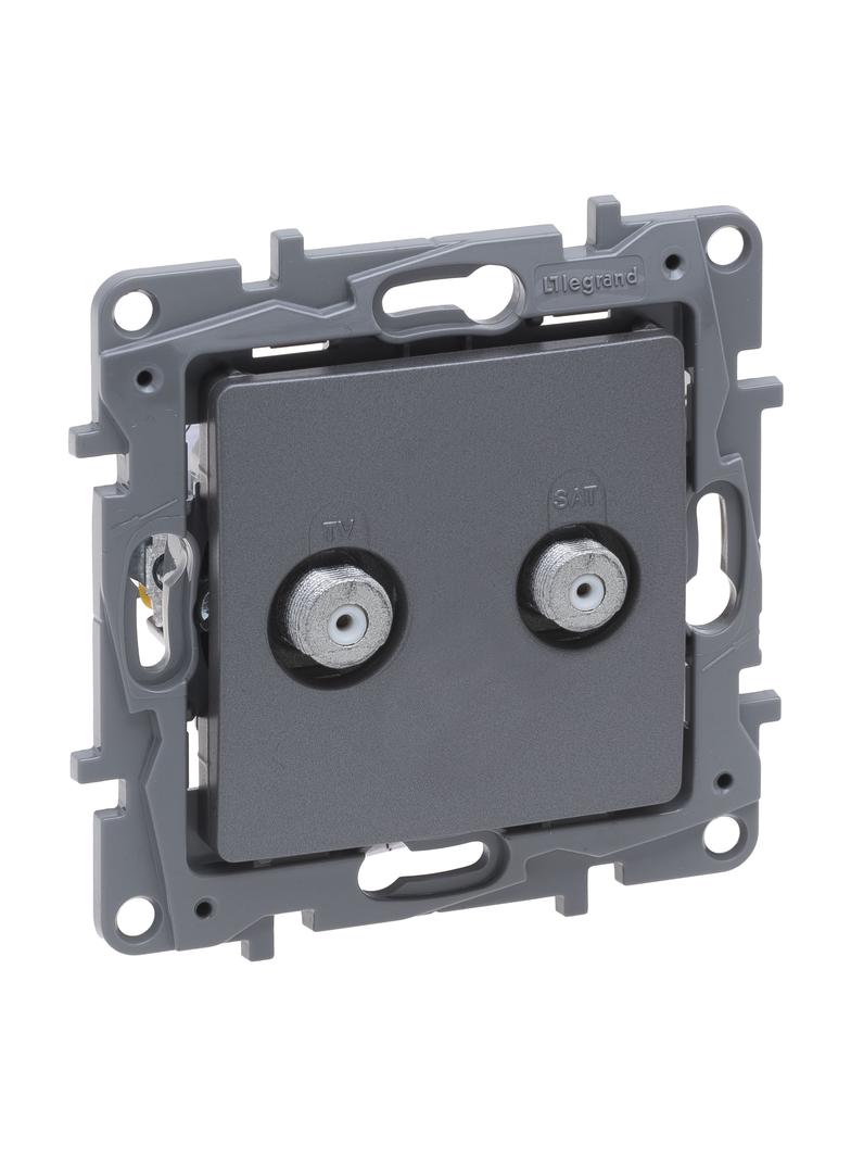 NILOE SELECTION - GNIAZDO TV -  F-F  KOŃCOWE DO INSTALACJI TYPU GWIAZDA 1 DB STAL, Legrand